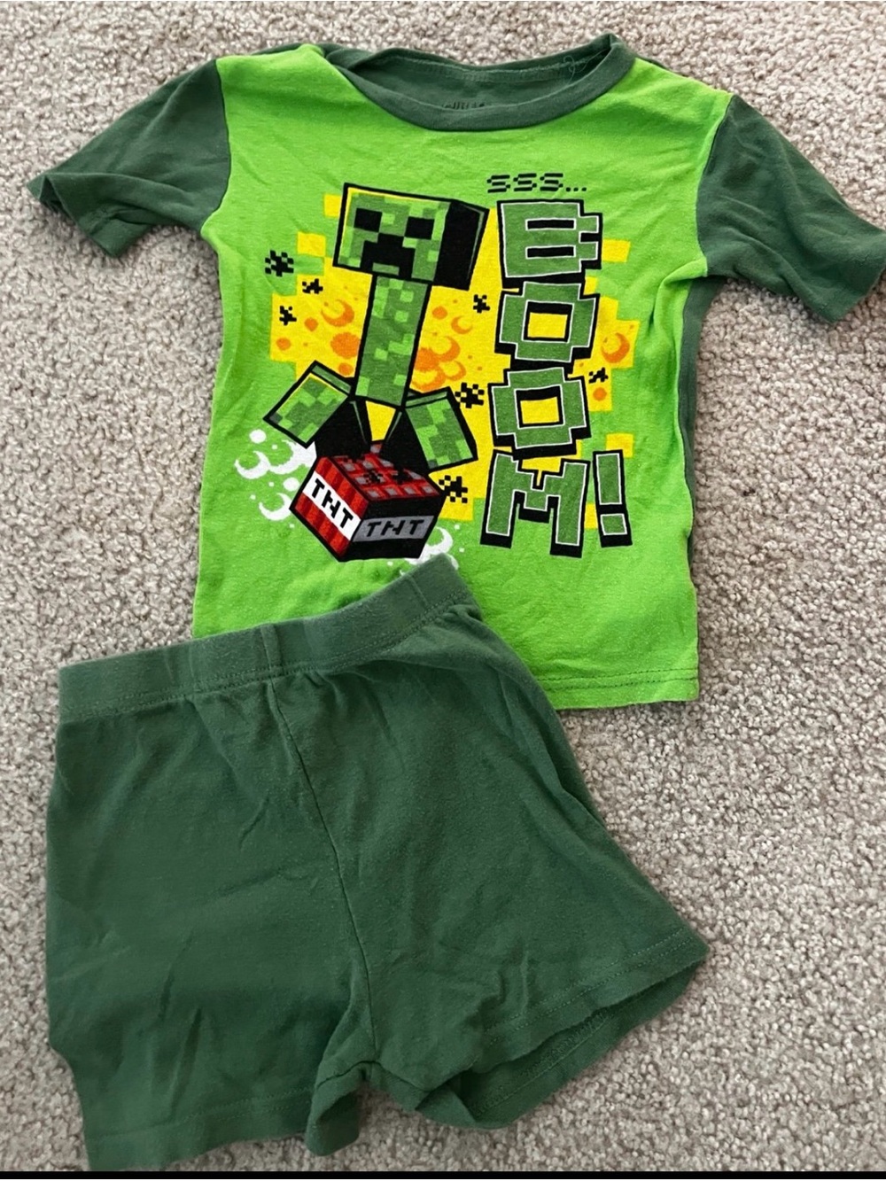 Minecraft Boys Green Creeper Short Sleeve Pajama Set